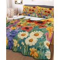 thumbnail image 3 of Quilts Twin Size, Colorful Sunflower Soft Comforter Bedding Set for Bed, Farmhouse Botanical Floral Lightweight Quilted Bedspread with Pillow Cover(2 Pieces) for All Season, 68x86 Inch, 3 of 6