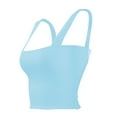 thumbnail image 5 of Jewelreauty Womens Square Neck Crop Tank Tops Casual Sleeveless Wide Strap Slim Fitting Solid Blouses (M, Light Blue), 5 of 8