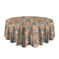 thumbnail image 5 of Brown Highland Cow Bucket Flower Pattern Round Tablecloth 60"x60",Wrinkle Wipeable Table Cloth for Kitchen Dining Room Picnic Patio Party, 5 of 6