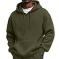 thumbnail image 2 of Men's Gym Workout Active Long Sleeve Pullover Lightweight Hoodie Casual Hooded Sweatshirts Army Green L, 2 of 8