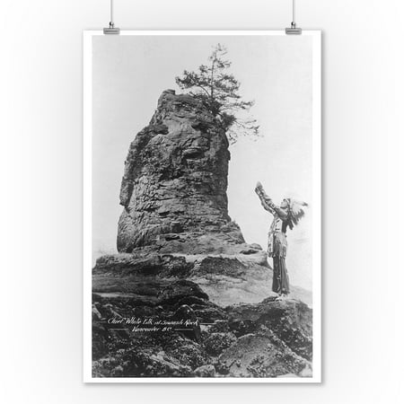 Vancouver, BC, Canada - Chief White Elk at Siwash Rock (9x12 Art Print, Wall Decor Travel