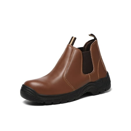 

Eloshman Mens Chelsea Boots Casual Ankle Boots Simple Style Boots Work Shoes Brown Style A 7