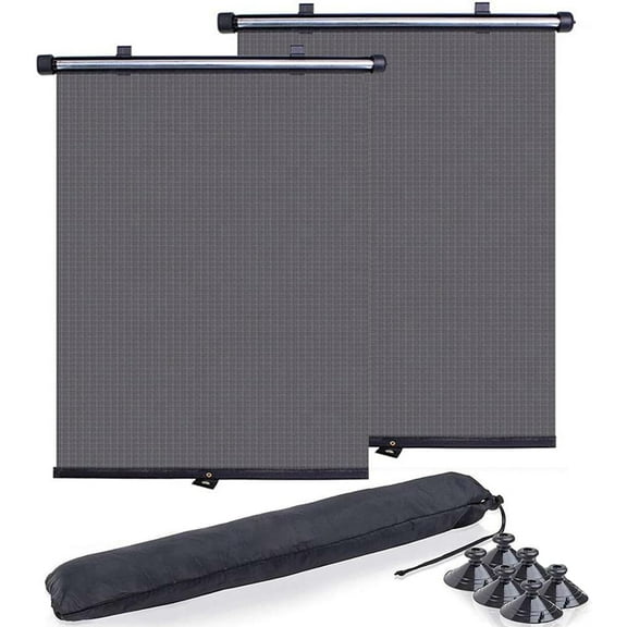 2 Pack Car Window Sun Shade Side Retractable for Car Blocks Heat and UV Rays Glare Protection Roller Sunshade Visor for Baby, Kids, Pets, Passengers