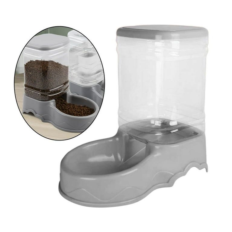 Automatic Pet Feeder Small&Medium Pets Automatic Food Feeder and Waterer  Set 3.8L, Travel Supply Feeder and Water Dispenser for Dogs Cats Pets  Animals gray