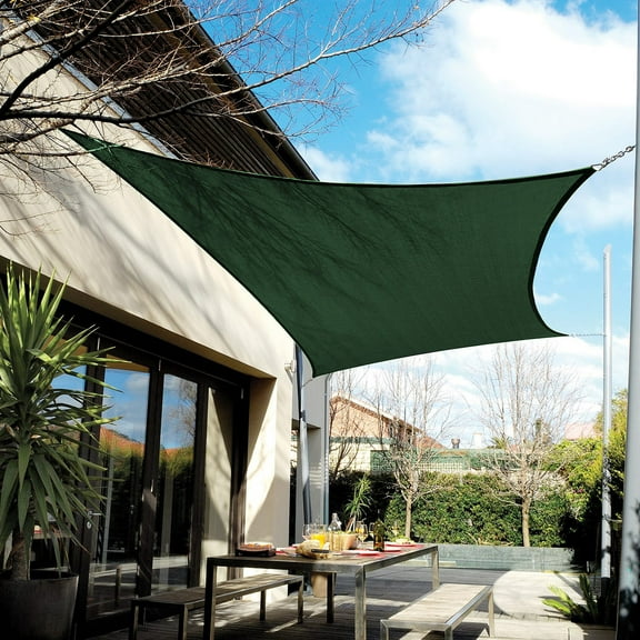 Coolaroo Coolhaven Outdoor Sun Shade Sail With Hardware Kit 95% UV Block Protection for Garden, Patio, Backyard, 12' Square, Heritage Green
