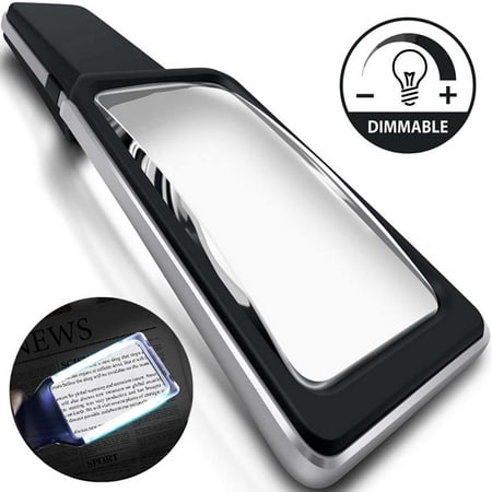 GLiving MagniPros 3X(300%) Magnifying Glass with10 Anti-Glare & Dimmable LED The Brightest & Best Reading Magnifier for Small Prints, Low Vision Seniors, Macular