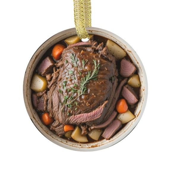 Meat Pot Roast American Dinner Cuisine Food Lovers Foodie Novelty Holiday Christmas Ornament Xmas Tree Gift (Flat Design Printed on Ceramic, Not 3D)