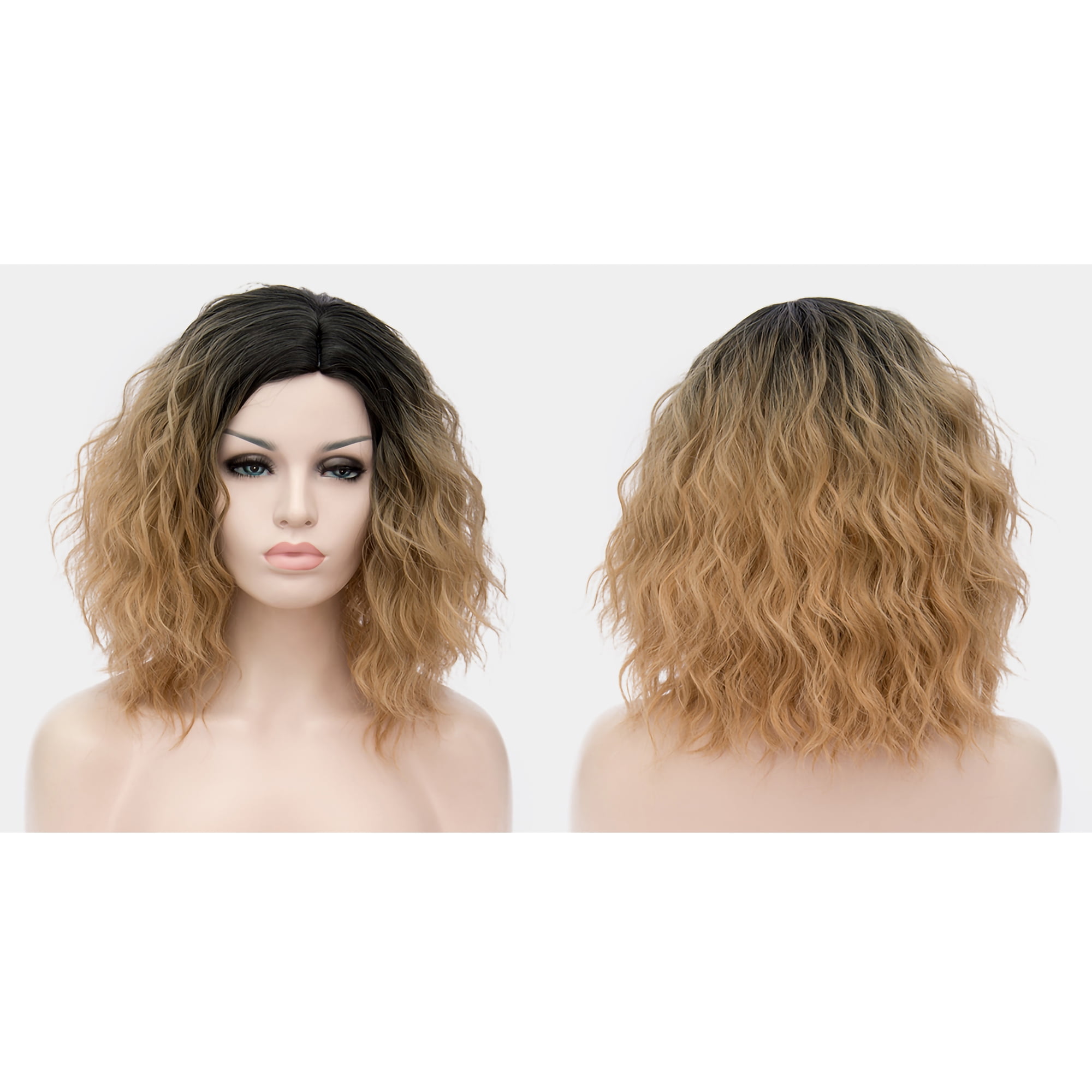 Unique Bargains Human Hair Wigs for Women Lady Curly Wig Cap Fluffy Curly Wavy Light Gray