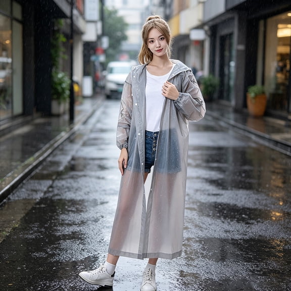 AUNVITO Non Disposable Raincoat 3XL, Waterproof Rain Jacket, Windproof Material, Reusable Poncho for Outdoor Sports and Camping