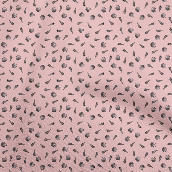 oneOone Georgette Viscose Light Pink Fabric Sea Shells Sewing Material Print Fabric By The Yard 42 Inch Wide