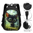 thumbnail image 3 of Fuzoiu Cute Big-Eyed Black Cat Print USB Backpack with Charging Port,Laptop Backpack,Business Travel Durable Laptops Backpack, for School, Work, Travel & Outdoor Activities, 3 of 7