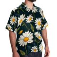 thumbnail image 2 of Daisy Men's Short Sleeve Printed Poplin Beach Shirts with Spread Collar - Casual Button Down Summer Tops for Unisex, 2 of 6