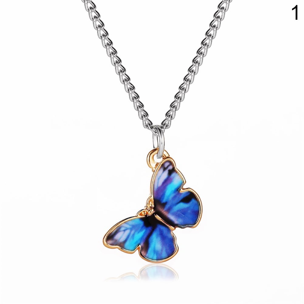 Fashion Enamel Butterfly Necklace Pendant Choker Chain Women Jewellery Gifts New 