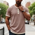 thumbnail image 4 of Leey-World T Shirts for Man Men's Casual Henley Shirt Short Sleeve Cotton Pique Band Collar Shirt Summer Button Basic Tee Shirts(Red,XL), 4 of 6
