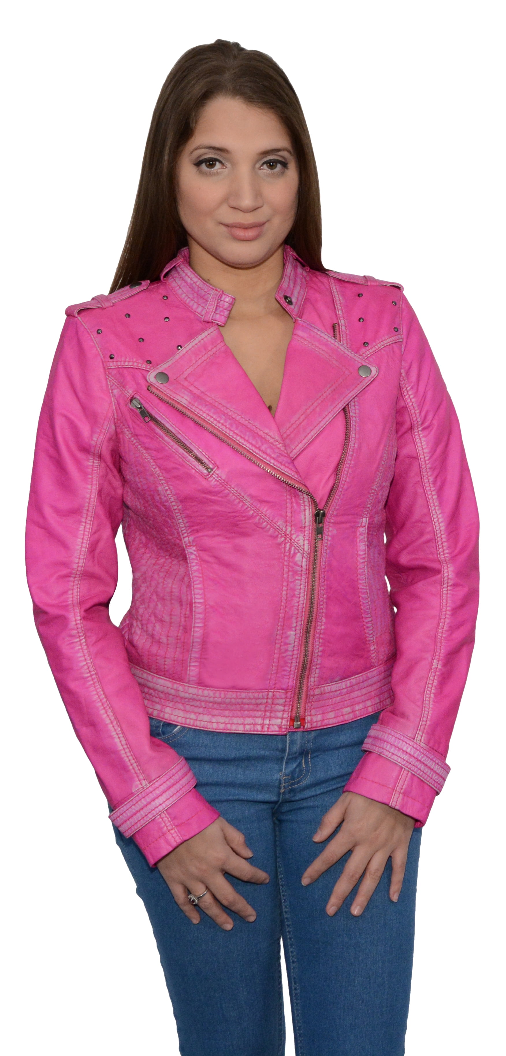 Milwaukee Leather Women's Pink Sheepskin Leather Asymmetrical