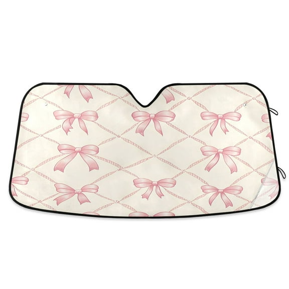 ALAZA Bows Checkered Windshield Sun Shade Car Foldable Sun Visor Block UV Rays Protector 55"x27.6"