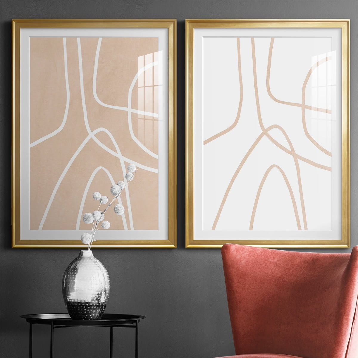 Wexford Home Clean Contour I Premium Framed Print, 26.5" x 36.5" - Ready to Hang, Gold (Set of 2)
