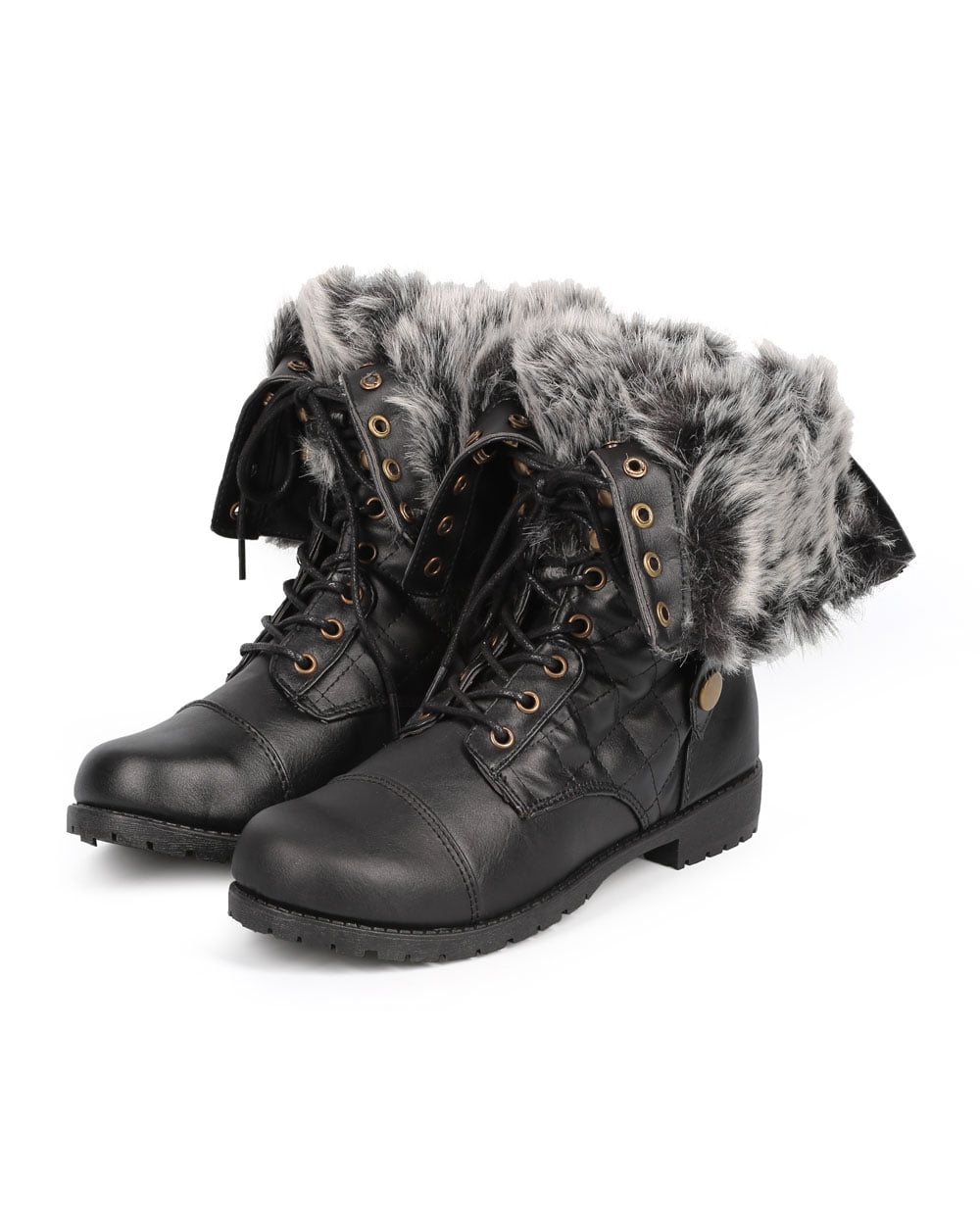 combat boots with fur