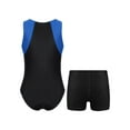 thumbnail image 2 of inlzdz Kids Girls Boys Athletic Tank Top with Shorts Gymnastics Leotards Gym Yoga Workout Outfits Royal Blue&Black 8, 2 of 7