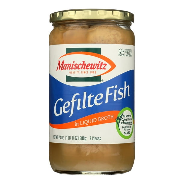 (12 Pack) Manischewitz Kosher Gefilte Fish in Liquid Broth, 24 Oz Jar