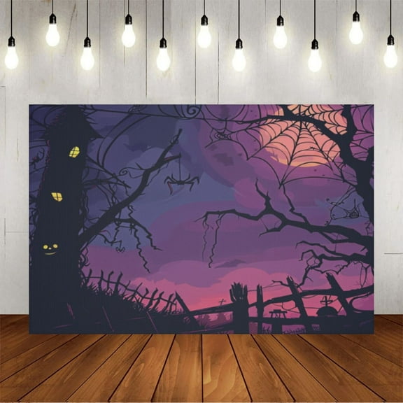 Wall Background Festival Party Decoration Activity Photo Booth Backdrop Props Halloween Haunted House Scary Pumpkin (4) 5x3 ft