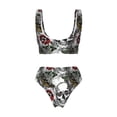 thumbnail image 5 of Daiia Skulls Roses Women's Bikini Set Two Piece Swimsuit High Waisted Bikini Adjustable Straps Bikini Perfect for Beach, Pool, and Summer Vacation-Large, 5 of 9