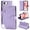Purple, variant on for iPhone 16e/17e Wallet Case, PU Leather Full Body Protective Cover, 6 Card Slots + 1 Inner Side Cash Pocket + 1 Outside Cash Pocket + 1 Zipper Pocket Stand Shoulder Wrist Strap, Purple