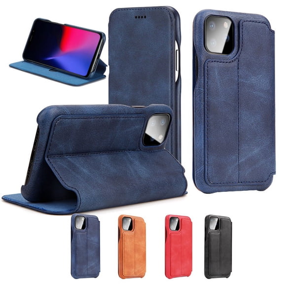 Case For iPhone 11 Luxury Flip Leather Cover Phone Wallet Cover(Blue)