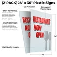 thumbnail image 2 of Restaurant Now Open (2-PACK) 24" x 36" Plastic Signs | Sign Insert 4mm Corrugated Plastic Signs Storefront Window Poster, 2 of 2