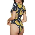 thumbnail image 3 of Daiia Moon Bear print Women's Crew Neck Short Sleeve Bodysuit Fashion Tops Fit Casual Basic Extender Bodysuit-, 3 of 9
