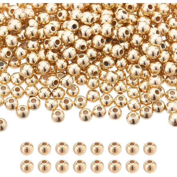 5000 Pcs CCB Plastic Golden Round Beads 4mm Smooth Round Beads Spacer Loose Ball Beads Metallic Plastic Beads for Bracelet Necklace Jewelry Making Supplies
