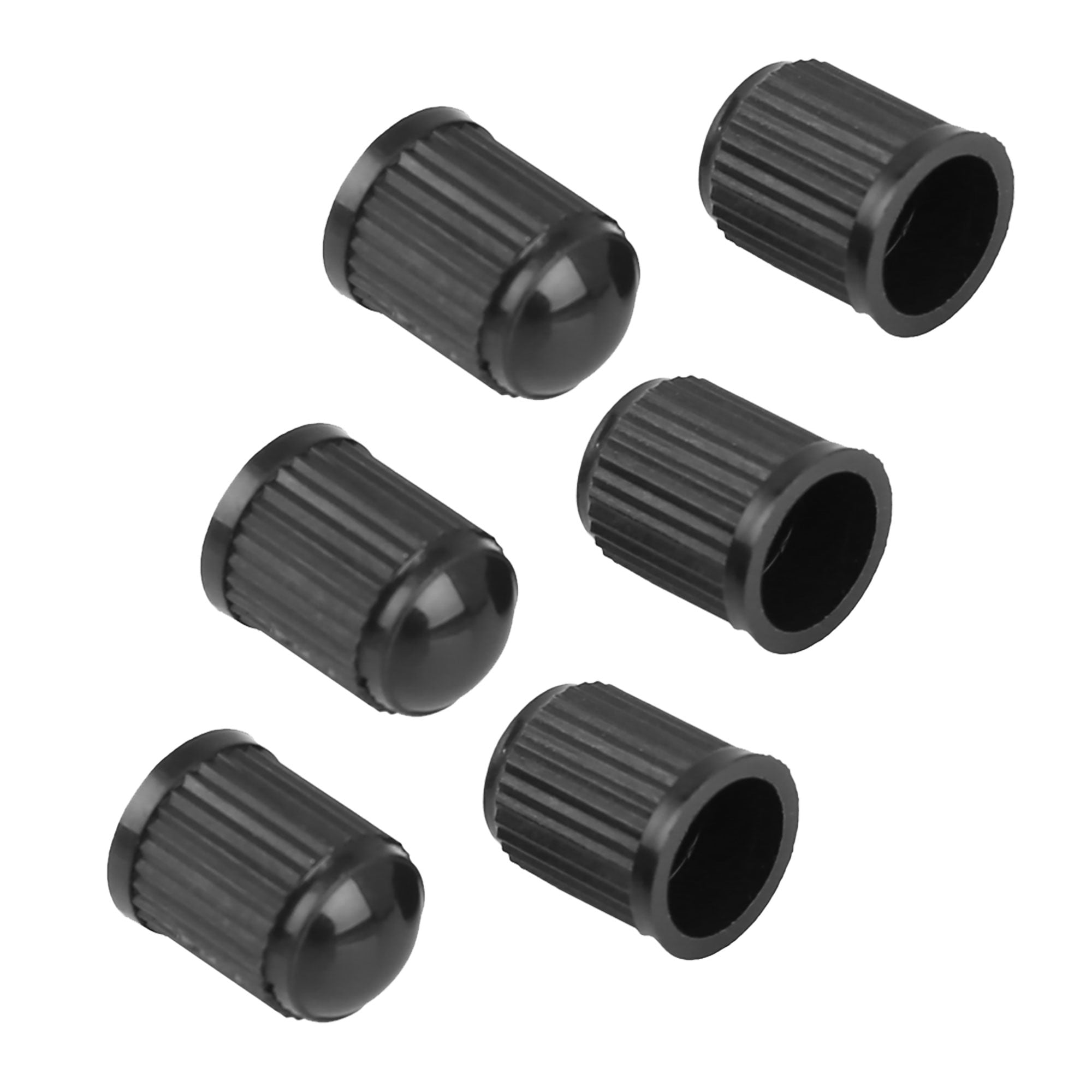 Unique Bargains 6Pcs Car Black Plastic Tire Air Valve Stem Caps Tyre Wheel Rims Dust Cover