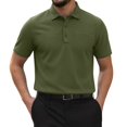 thumbnail image 2 of Men's Casual Short Sleeve Polo Shirts Classic Button Summer Collared Golf Top T-Shirt with Pocket Green S by Awwp, 2 of 9