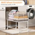 thumbnail image 5 of Wire Laundry Hamper Cart,80L Laundry Hamper Trolley with Pull Handle,White High Laundry Basket Cart for Laundry Room,Bathroom,Bedroom-White（23.6 * 15.75 * 28inch）, 5 of 10