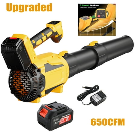 Elleree 21V Cordless Leaf Blower with 4.0Ah Lithium Battery & Charger,650CFM Electric Lightweight Blower for Lawn Care, Patio Cleaning, Blowing Leaves and Dust