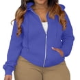 thumbnail image 2 of Domzest Sweatshirt for Women Full-Zip Long Sleeve 4X-5X Hoodies Winter Lightweight Loose Fit Fleece Drawstring Oversize Sweatshirt Y2k with Pocket Jacket Royal Blue 5XL-Large, 2 of 5