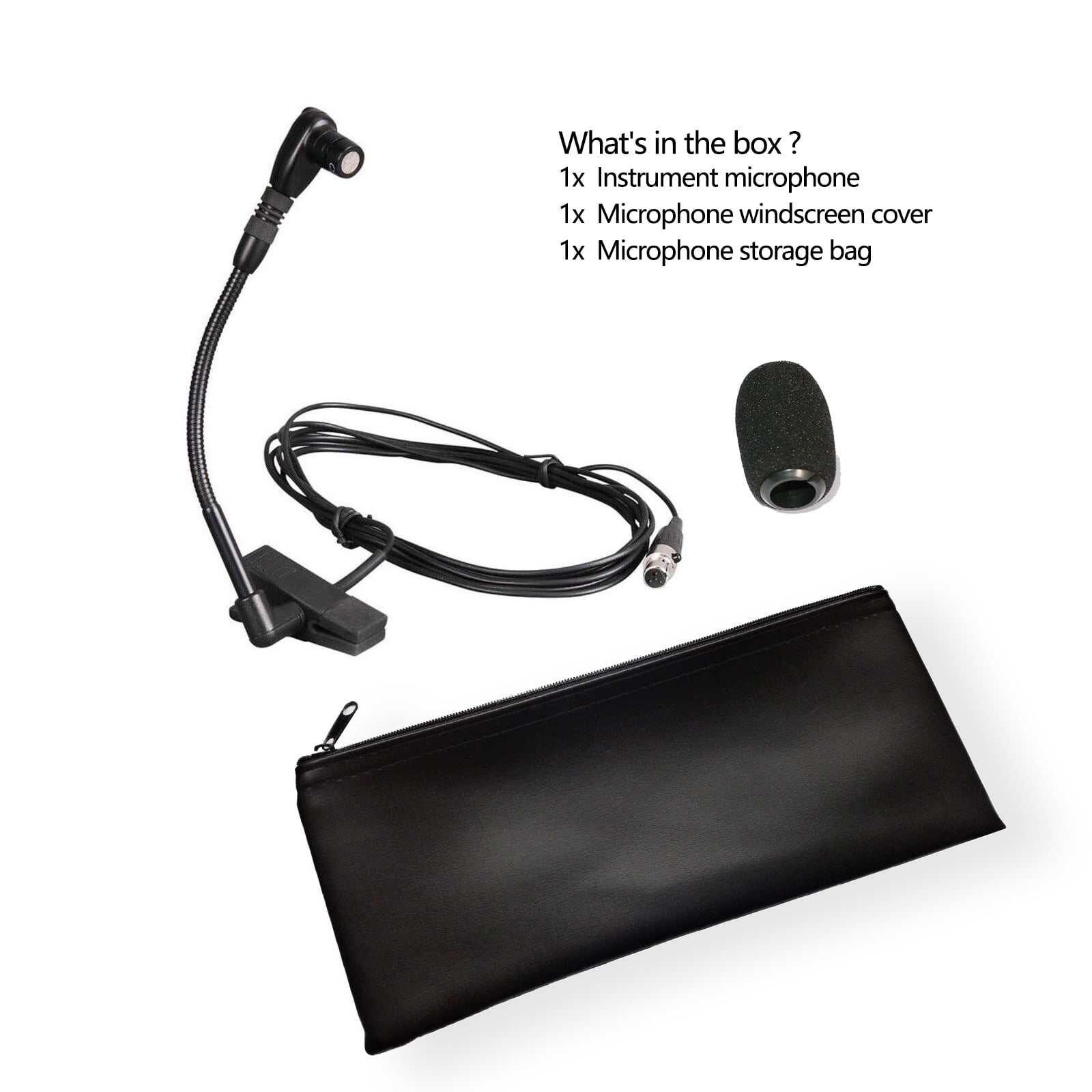 Miniature Gooseneck Instrument Microphone, Clip-On Cardioid Condenser Mic for Shure Wireless Systems