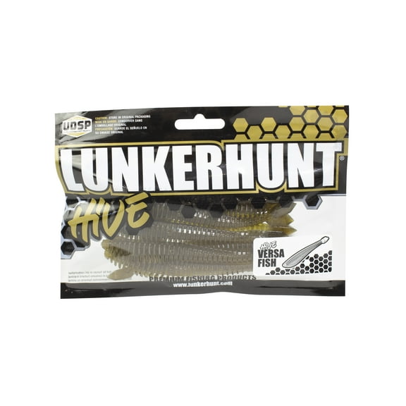 Lunkerhunt Hive Versa Fish - 4.5" - Green Pumpkin / Black Fleck