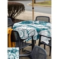thumbnail image 5 of Outdoor Tablecloth with Umbrella Hole for Patio/Picnic/Party/Camping, Teal Coastal Waterproof Table Cloth Square Cover Washable, Modern Oil Painting Starfish Coral Shell (54"x 54"), 5 of 9