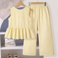 thumbnail image 4 of Swuxness Girls Casual 2 Piece Sets, Girls' Sleeveless Tops Long Pants, Summer Fashion Tank T Shirts Wide-Leg Pants Outfit Sets for Toddler Yellow, 12-13 Years, 4 of 5