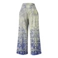 thumbnail image 5 of COSFO Vintage Women's Pant Palazzo High Elastic Waisted Casual Blue Wide Leg Pants Loose with Pocket Pants, 5 of 5