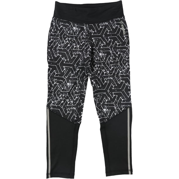 Reebok Niñas Geo Reflective Athletic Leggings, Negro, M