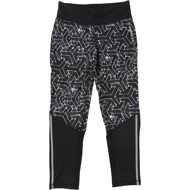 Reebok Niñas Geo Reflective Athletic Leggings, Negro, M