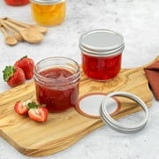 Wide Mouth Small Mason Jars with Airtight Lids, Labels and Measures - 8 oz - [Set of 6] Airtight Canning Jars, Glass Jar
