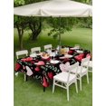 thumbnail image 3 of Outdoor Tablecloth with Umbrella Hole and Zipper, Valentines Rectangle Table Cloth 60x102 Inch Waterproof Tablecloth, Pink Red Love Heart Green Botanical Black Picnic Table Cover for Patio Camping, 3 of 7