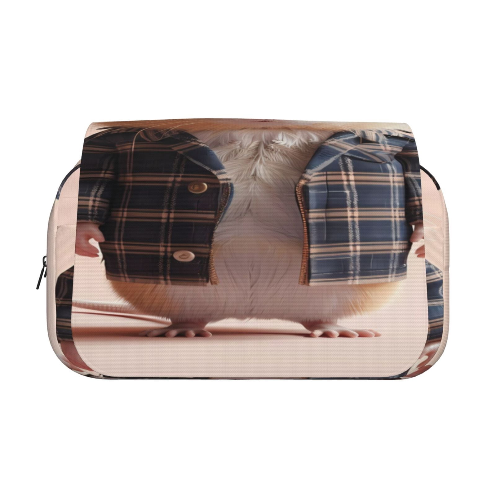 Rateoe Cute Mouse In Glasses Pattern Double Clamshell Pen Case, Storage Organizer with Two Zipper Compartments– Holds Up to 50 Pencils & Pens
