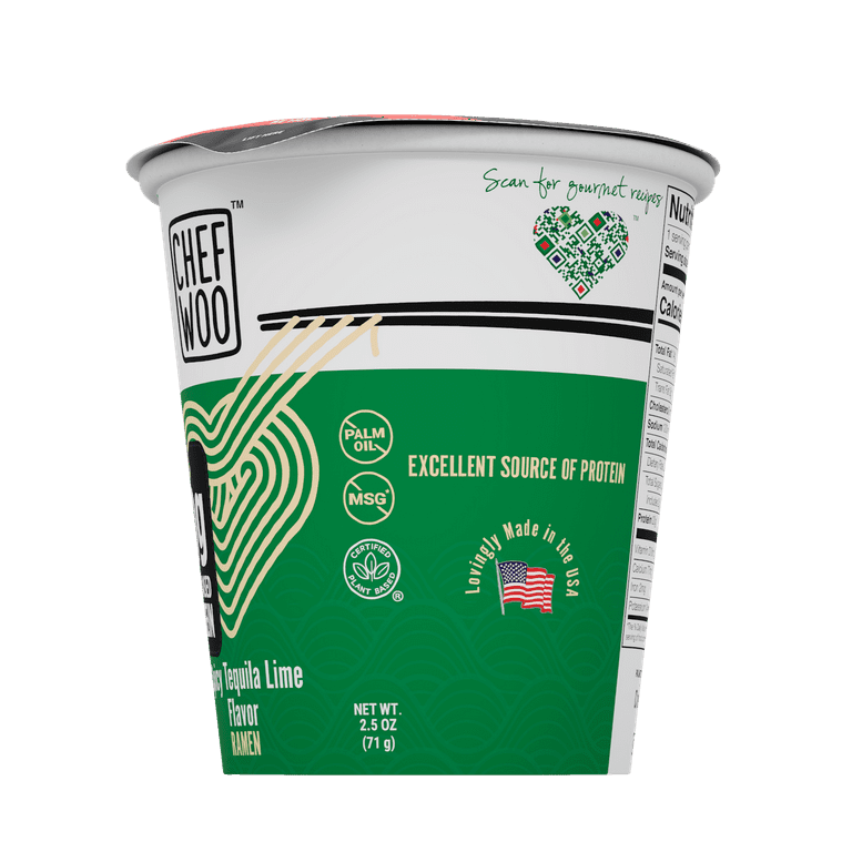 6 pack) Chef WOO Spicy Tequila Lime Ramen, High Protein Noodles