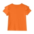 thumbnail image 4 of Grblisyd Girls' V-Neck Ruffle Top Casual Cute T- Shirts Loose Fit Short Sleeve Tee Tops Beach Vacation Solid Tops Blouses Orange 4-5Y, 4 of 6