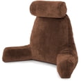 thumbnail image 3 of Husband Pillow, Aspen Edition - Reading and Bed Rest Pillow with Arms - Neck Roll on Bungee Cord or Removable - Premium Memory Foam - Reversible Two-Sided Cover Microsuede or Microfiber, Saddle Brown, 3 of 11