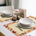 thumbnail image 5 of Thanksgiving Placemats Set of 4 Fall Pumpkin Maple Leaves PVC Placemats for Dining Table Waterproof Table Mats Holiday Table Decorations Yellow 12 × 18 inch, 5 of 7